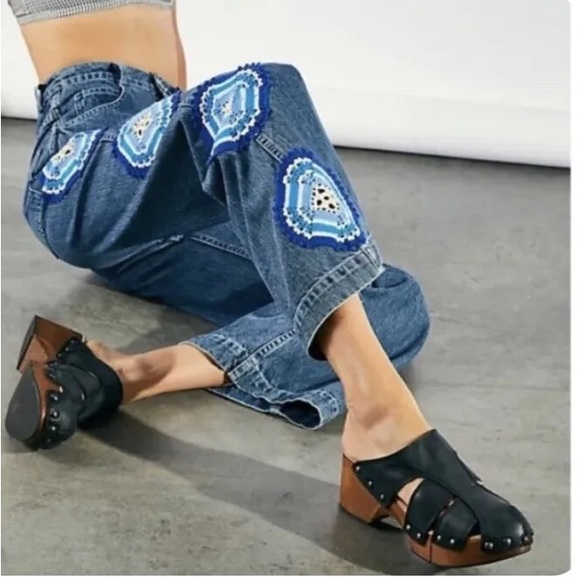 Free People Libra fisherman clogs sandals black leather mules platform - Picture 2 of 6